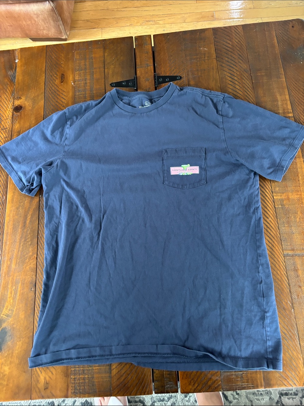 Vineyard Vines Navy Short Sleeve Pocket Tee with Signature Patch